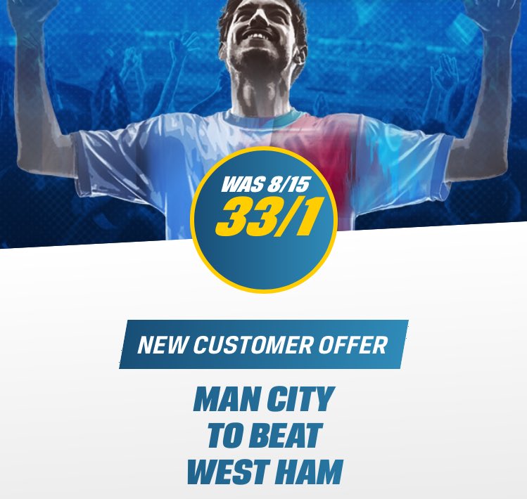BettingSources's tweet photo. UNBELIEVABLE OFFER

Get Man City to beat West Ham @ a HUGE 33/1

💸➡️ https://t.co/3gxrZqbXfF

Limited offer, get on it quick! https://t.co/CDtUMuP6ys