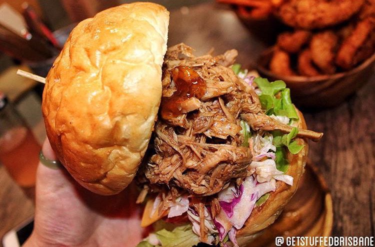 2forkshandpulld's tweet photo. It’s a torture to see this tasty pull’d meat burger pic with a starving belly😆 #2forks #milton #repost @getstuffedbrisbane https://t.co/azz29FcIdi