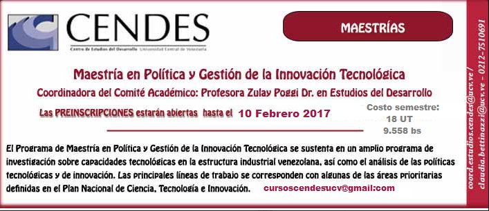 creativity_col's tweet photo. Recomendamos El Master en Politica y Gestión de la #innovacion en Caracas. una excelente opción. Final Pre-inscripciones 10.02. @CENDES_UCV https://t.co/yS9YGzRs8f