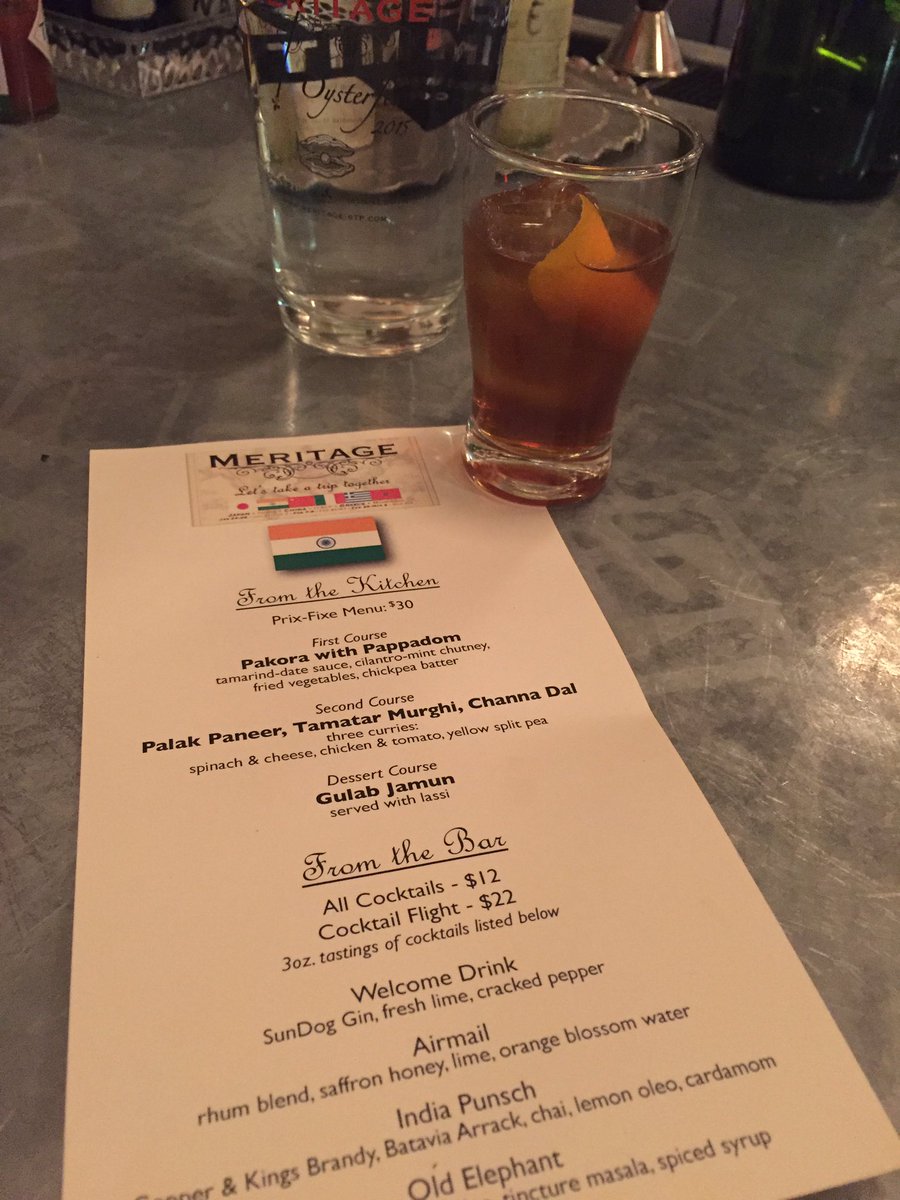 TownTalkMpls's tweet photo. Came in for cocktails &amp; oysters stayed for #letstakeatriptogether @meritage.stp #india #worldtour #honorthyfarmer #dayoff #theseguyscancook https://t.co/MCebi6YScF