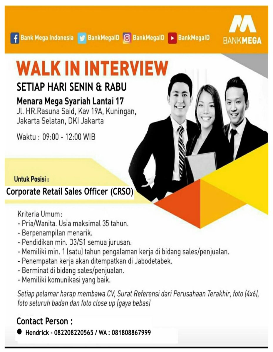 Pengalaman kerja di bank mega