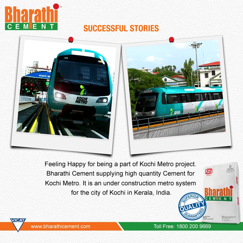 #SuccessfulStories #BharathiCement Feeling Happy for being a part of #KochiMetro project.