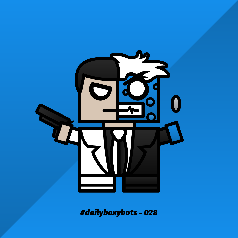 boxybots's tweet photo. "I don't leave anything up to chance, I make my own luck." Two Face Bot is a wrap for day 028 of the #DailyBoxybots challenge :) https://t.co/gB3P9yrNDc