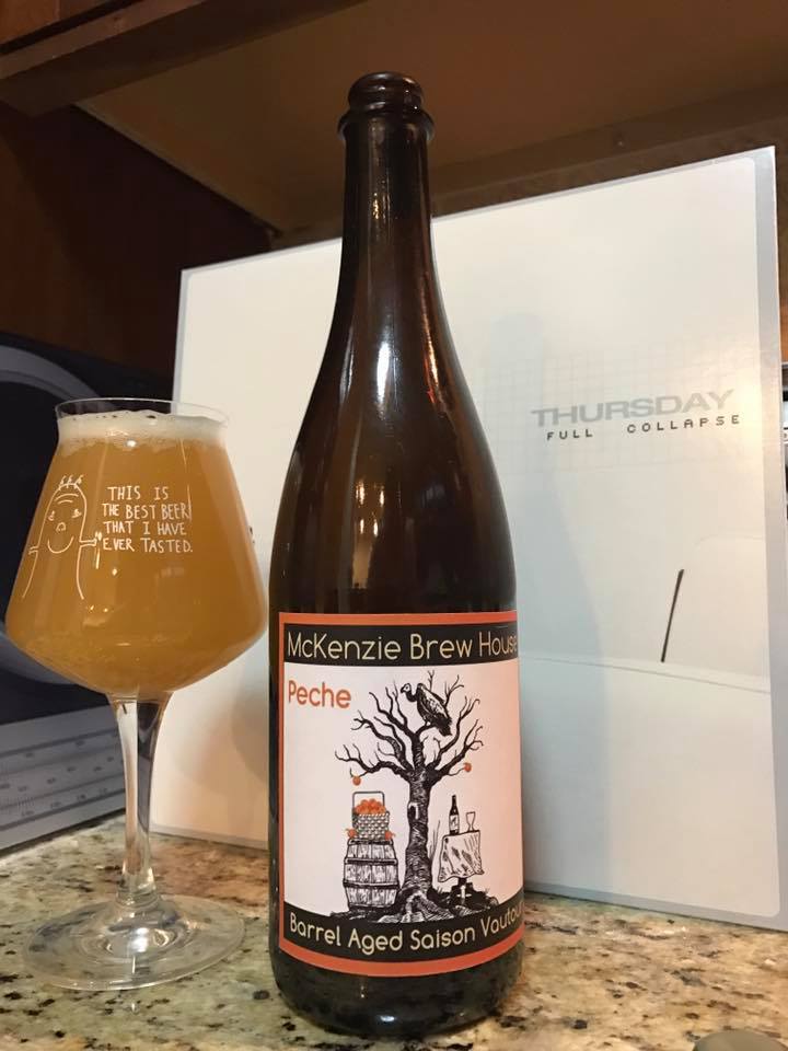 dontdrinkbeer's tweet photo. McKenzie Brew House, Peche Barrel Aged Saison Vautour. Early Contender for DDB best of 2017. https://t.co/76D280JxpY https://t.co/yjmgUcIDx5