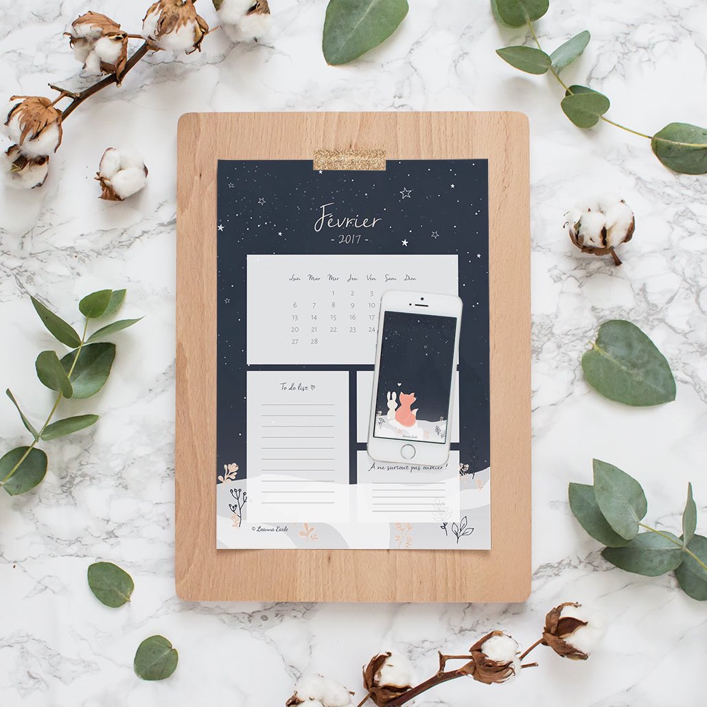 Hello February 🌿Le calendrier du mois de février et son fond d'écran sont sur le blog ✨ goo.gl/IVuJ0x