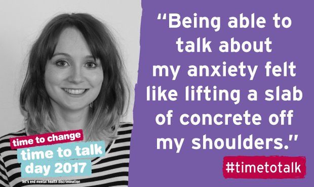 TimetoChange's tweet image. Talking about mental health changed @ClaireyLove's life. Find out why it's #TimetoTalk and read her story: bit.ly/2kQwYlV