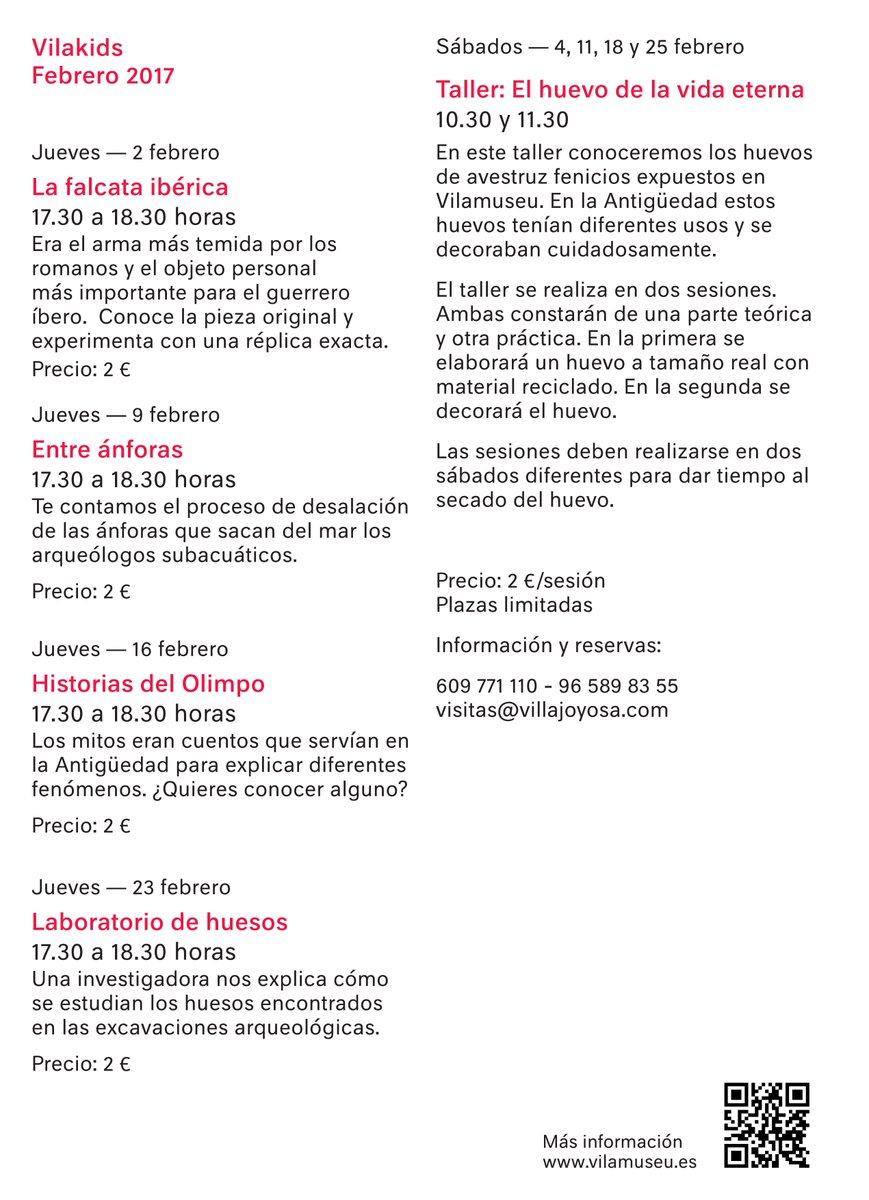 vilamuseu's tweet photo. Esta es la programación para febrero de #vilakids -Talleres y actividades para público infantil #villajoyosa #lavilajoiosa  #museosparaniños https://t.co/r62Ac0aN6p
