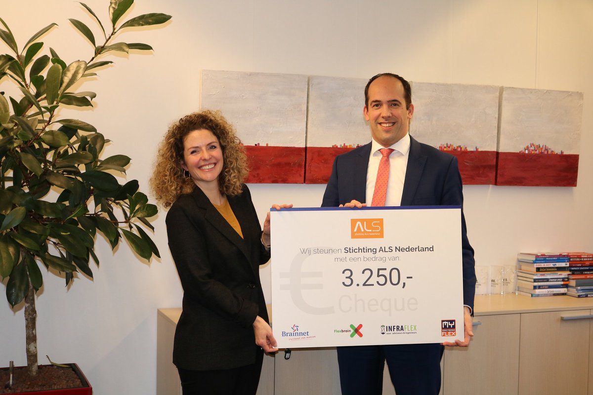 flexbrain_'s tweet image. Vandaag hebben wij onze donatie aan Stichting ALS overhandigd, namens @flexbrain @Myflex_MSP @BrainnetBV en @Infraflex