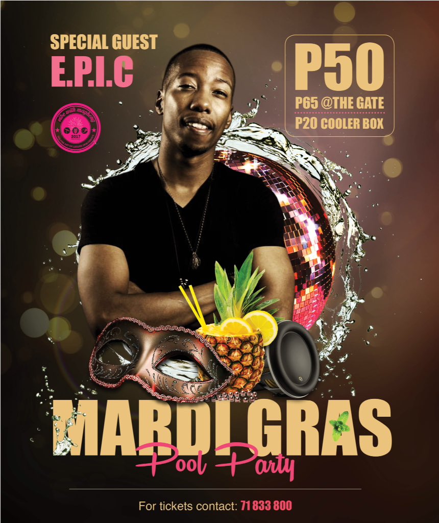 EpicTheRapper's tweet photo. BRAND NEW MONTH, NEW VIBES

#VibeWithMagheng
#MARDIGRAS
#PoolParty
25thFeb

#PartyTheEPICWay https://t.co/t6d6cReRoZ