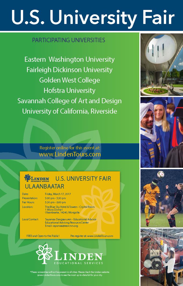 Linden Tour - U.S. University Fair in Mognolia
Линден Тур - Америкийн Их Сургуулиудын өдөрлөг Монголд goo.gl/ontgAJ
