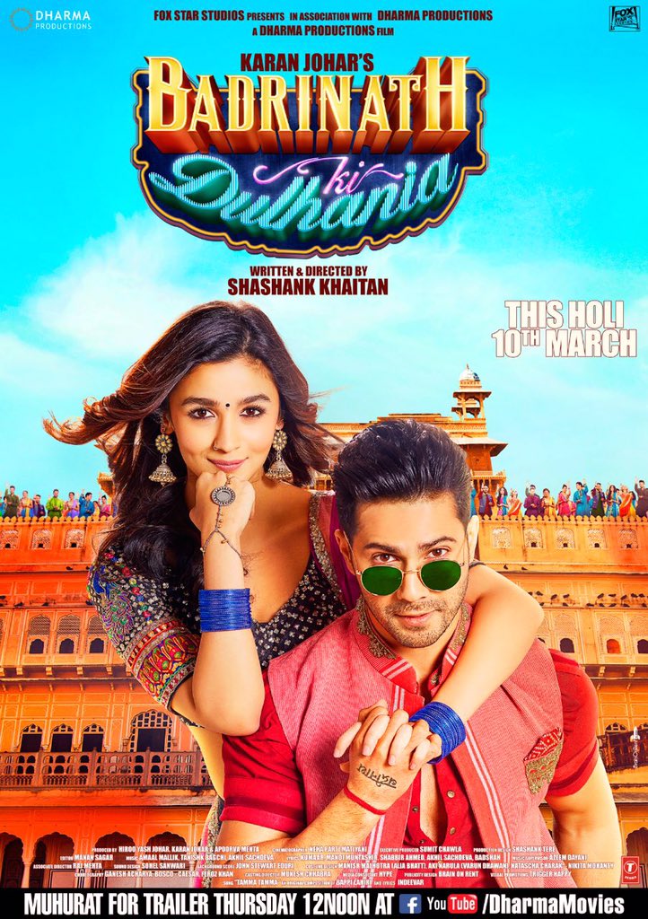 fridaymoviez's tweet photo. https://t.co/NPdzwAK8G9 Brand new #poster of '#BadrinathKiDulhania'
#FirstOfficialTeaser #VarunDhawan #AliaBhatt #dharmakabaacha https://t.co/2cZDpsNglC