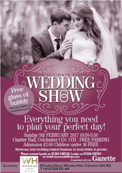 The Ultimate #Essex Wedding show.This Sunday,Charter Hall #Colchester 10.30-3.30.Pre-register essexshows.co.uk #weddingwednesday