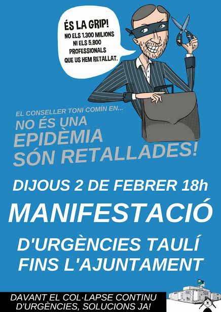 Aquest dijous mobilització a Sabadell per la reversió a les retallades a la sanitat. Les nostres companyes de <a href="/CATACTauli/">CATAC-CTS-IAC Taulí</a>  allà hi seran