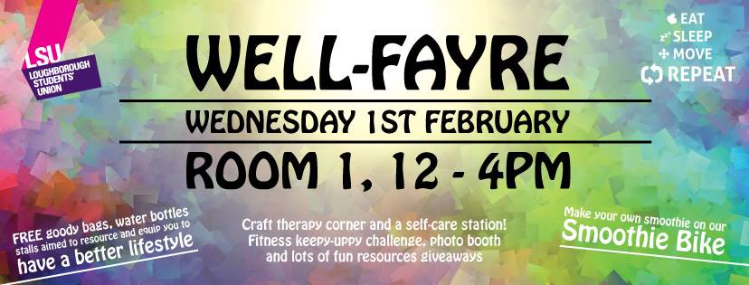 LoughboroughSU's tweet image. Come down to the Well-Fayre today from 12pm in Room 1! We have plenty on offer!
#EatSleepMoveRepeat
facebook.com/events/1647118…