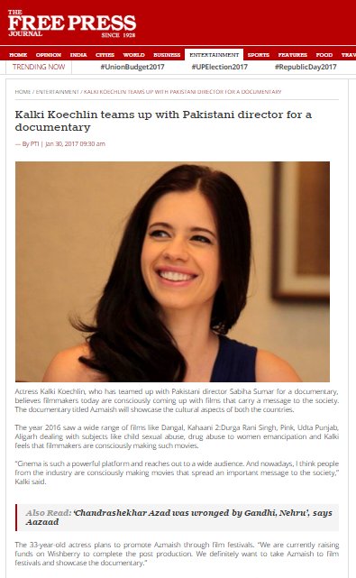 Thank you @FreePressJournal for this article!:) A successful #Crowdfunding journey for #Azmaish, couldn't have done this without all of you