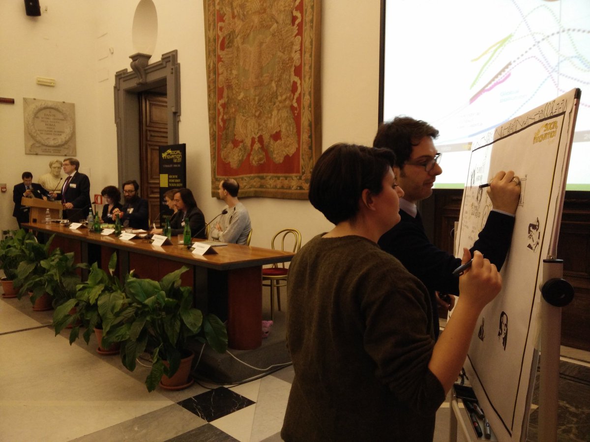 lis_mhack's tweet photo. @openhub_it visually facilitating the opening session at #DSIFair2017 @la_sve_gas @MarcoMediumBlog #digital #SocInn #rome #graphicrecording https://t.co/bdq9U9zQQN