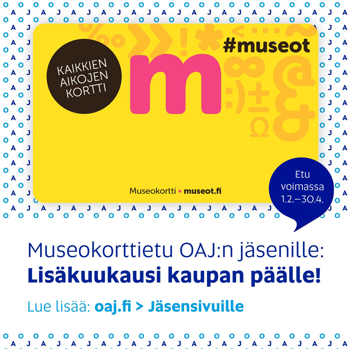 oajry's tweet photo. Hei jäsen: Hanki @museokortti 30.4. mennessä, saat 13 kuukautta 12:n hinnalla. Etukoodi jäsensivuilla: https://t.co/UHwUasg5wF #opehommat https://t.co/E2vt4yoBbq