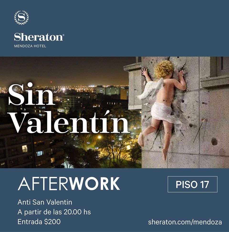 Buen día, #Mendoza!

Sin pareja para San Valentín? Disfruta del Afterwork en <a href="/SheratonMendoza/">Sheraton Mendoza Hotel</a>

Mas info: mendozaeventos.com/dia-de-los-ena…