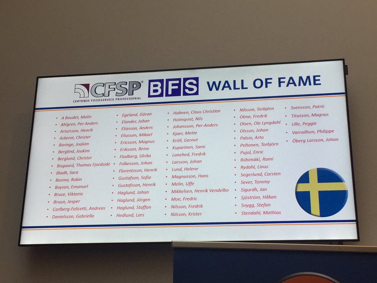 Great to see the CFSP Wall of Fame at RestaurangExpo, Sweden.