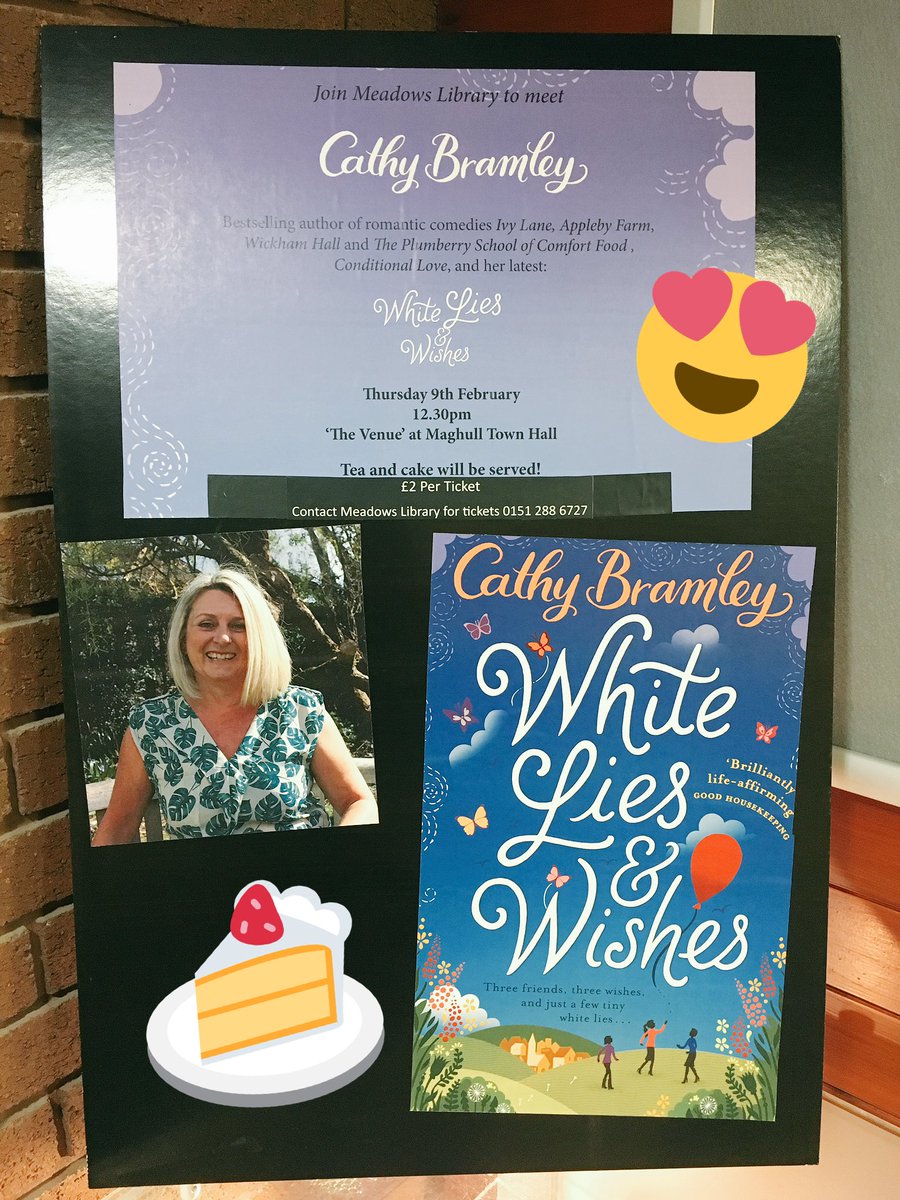 MaghullTownHall's tweet photo. Excited for @CathyBramley at Maghull Town Hall to discuss her new book White Lies &amp; Wishes! Get tickets from Meadows Library for £2 🍰☕️📚 https://t.co/r5gFtL7FUx