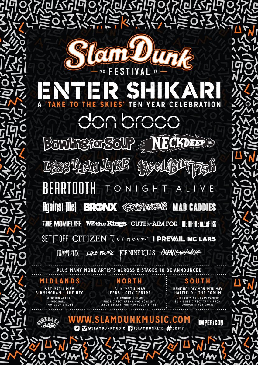 .<a href="/SlamDunkMusic/">Slam Dunk Festival</a> adds <a href="/NeckDeepUK/">Neck Deep</a> , <a href="/SetItOff/">Set It Off</a>, <a href="/turnoverva/">Turnover</a>  and more to their line up!