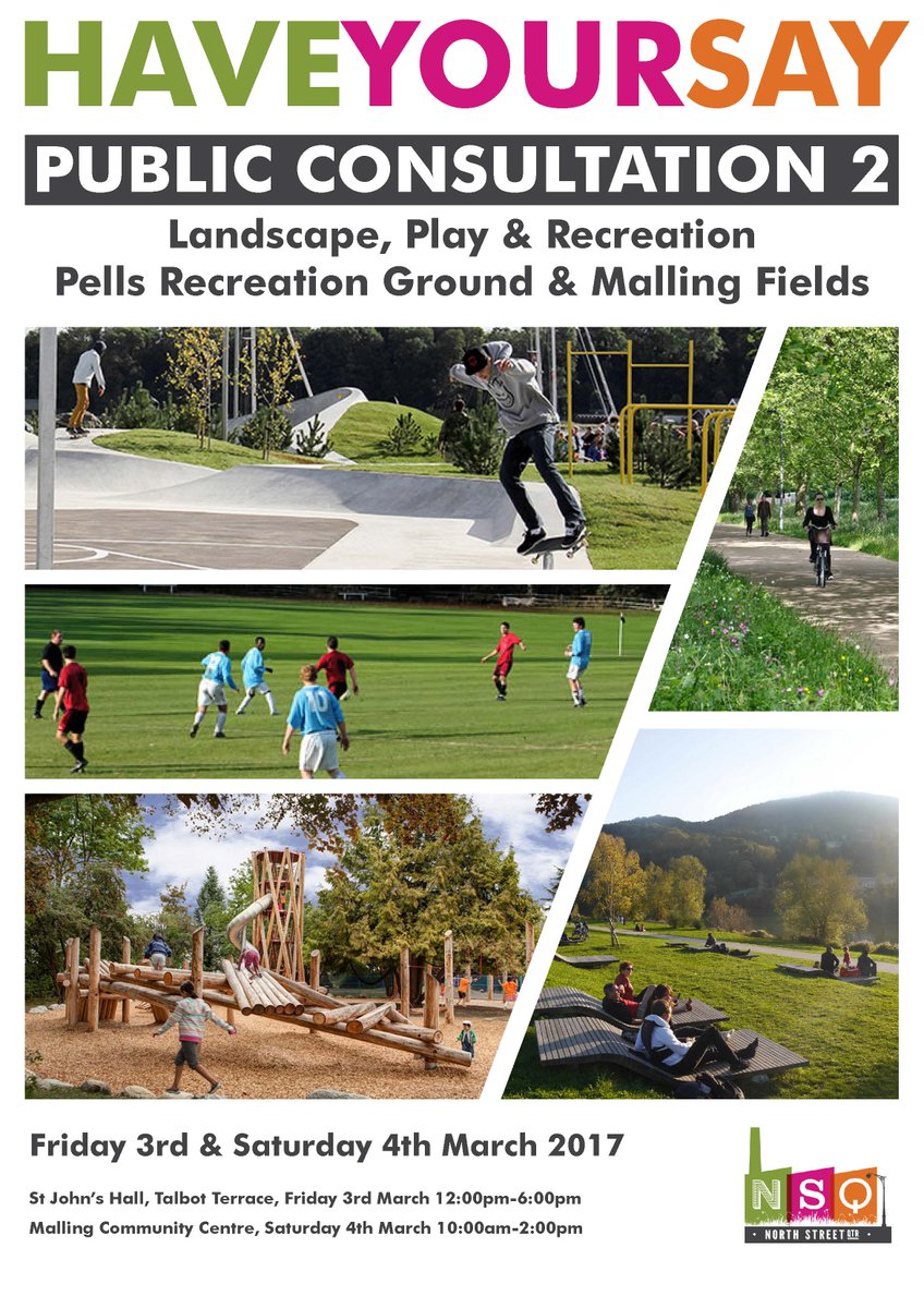 Have your say on improvements to Pells Rec and Malling Fields in #Lewes – 3 March at St John’s Hall &amp; 4 March at Malling Community Centre