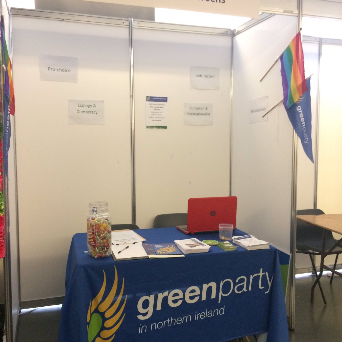 QUBGreens's tweet photo. We're here at the refreshers fair in the SU today! Make sure to drop in &amp; say hi! https://t.co/MwRa8rURCF