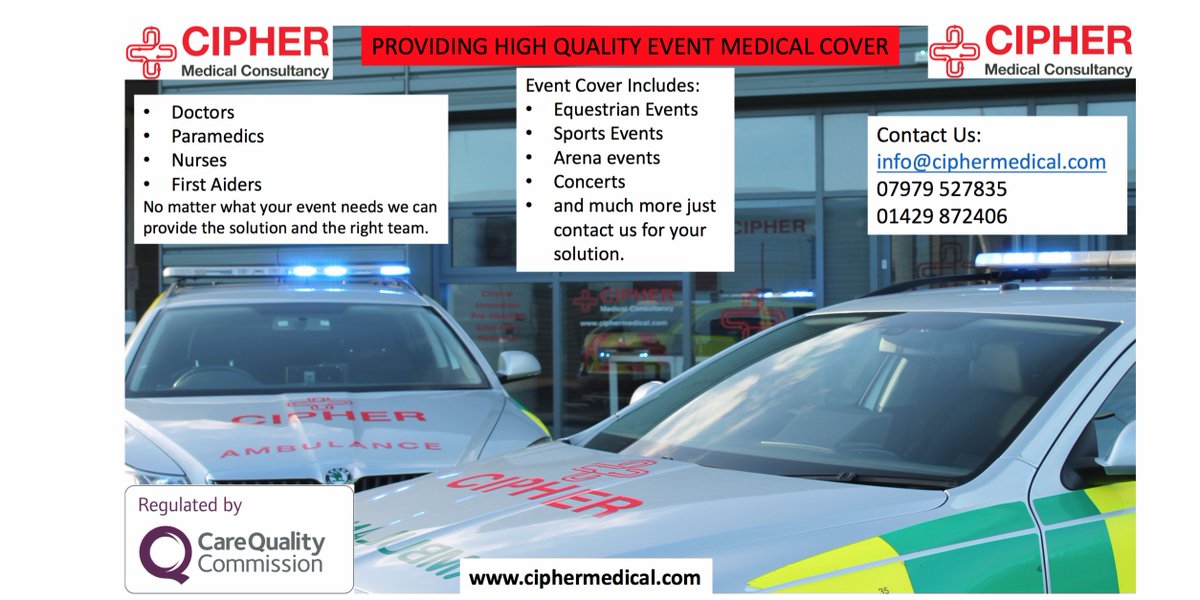 andythomas135's tweet image. For the highest quality event medical cover visit us at bit.ly/2jXCKVW, email info@ciphermedical.com providing #CIPHERSolutions.