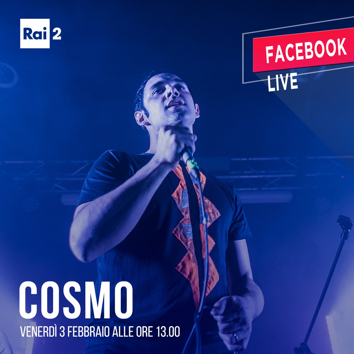 [#Rai2 Alert!] Il 3 febbraio prendete nota: <a href="/CosmoMarcojb/">Cosmo</a> <a href="/42Records/">42 Records</a> in Live FB sul ns account #Rai2! #cosmomusica #sentolevoci #42Records
