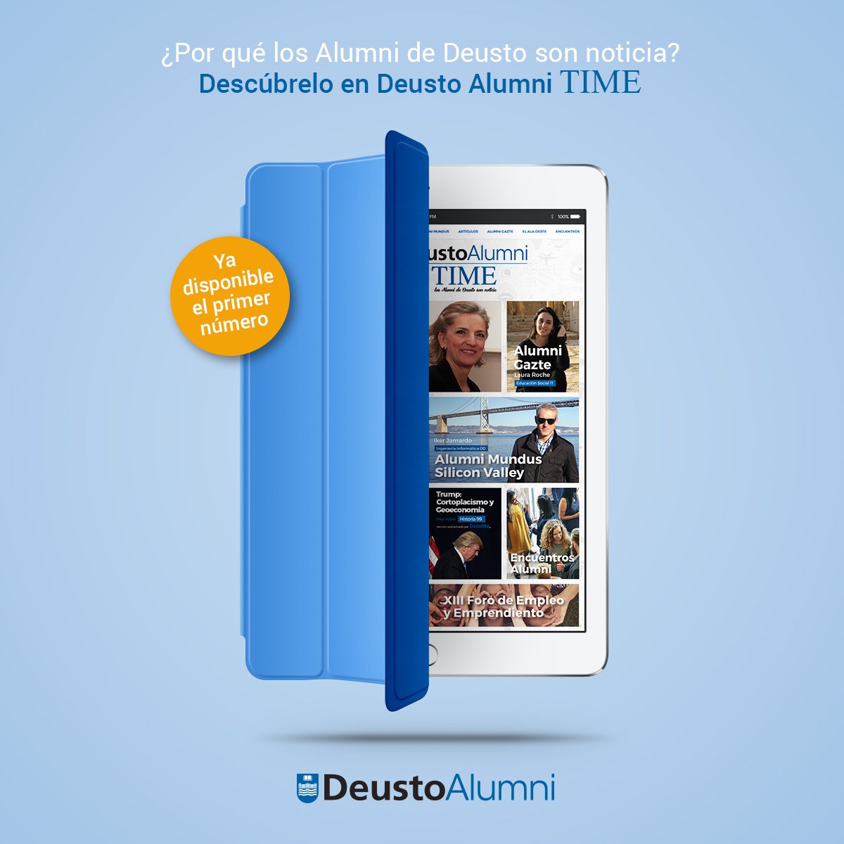 DeustoAlumni's tweet photo. Nace #DeustoAlumniTime, larevista donde los Alumni de @deusto son noticia https://t.co/GERuxEJ6Jl https://t.co/ZYvZ9qUF7L