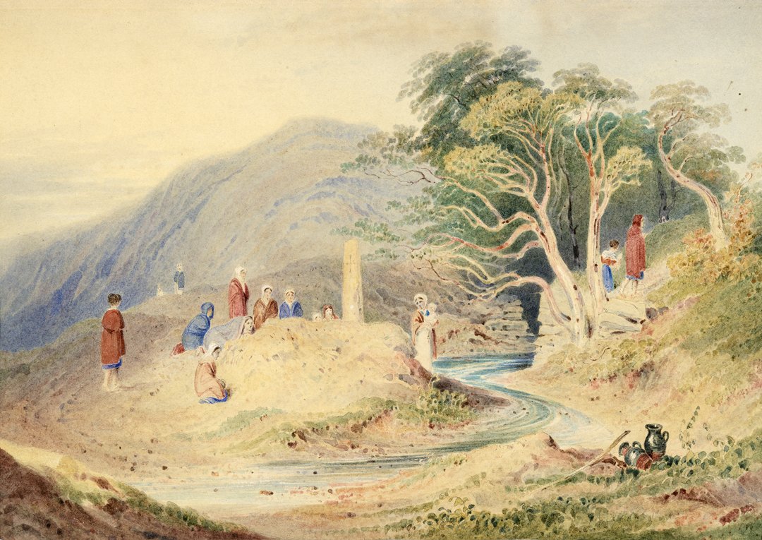 NGIreland's tweet image. Happy #StBrigidsDay! (Image: George Petrie, &apos;Pilgrims at Saint Brigid’s Well, Liscannor, County Clare’, c.1829-1830. © NGI)