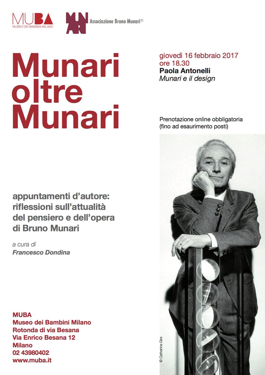 Ultimi appuntamenti di #Munari oltre Munari! Il 16 febbraio ospite Paola Antonelli del MOMA <a href="/MuseumModernArt/">MoMA The Museum of Modern Art</a>! Info: goo.gl/GDsNe1