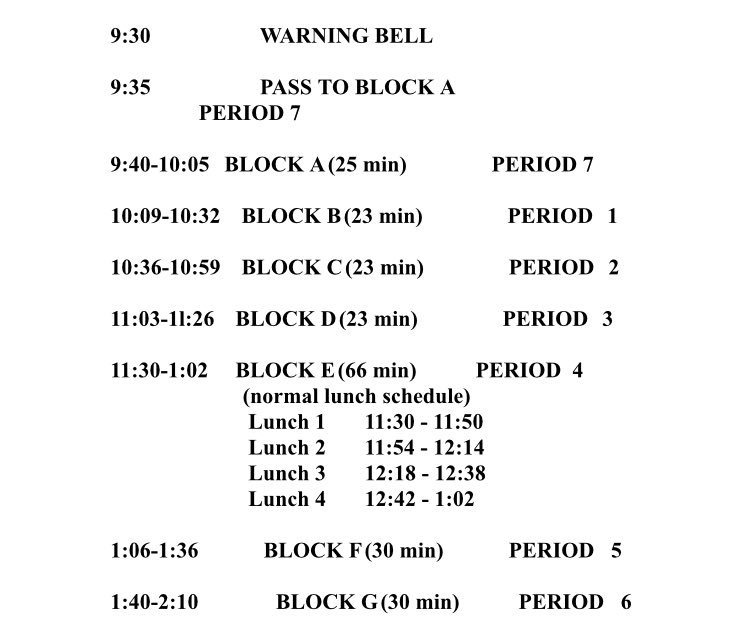 2 hour delay schedule