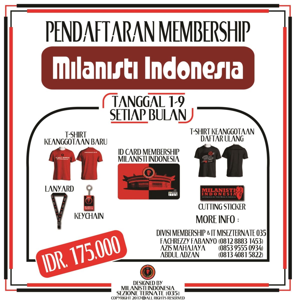 Pendaftaran member baru dan member daftar ulang untuk periode Februari telah dibuka. Info lengkap cek flyer
<a href="/MilanistiOrId/">Milanisti Indonesia</a>
