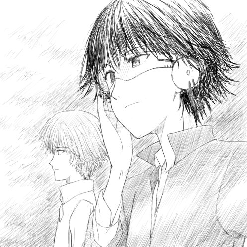 何故か急に描きたくなったので。
恐ろしく似てませんが百年シリーズ漫画版よりミチルとロイディ。 