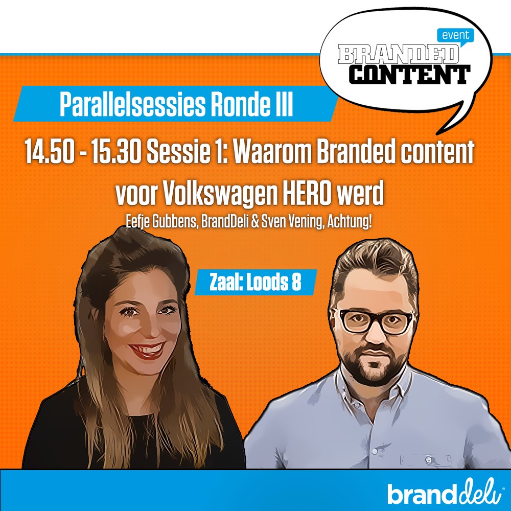 AdAlliance_NL's tweet photo. Morgen presenteert onze Eefje samen met Sven @weareachtung op #BCE17 hoe branded content voor Volkswagen HERO werd! https://t.co/FBZvdg3RwT https://t.co/5oN6HeSXCL
