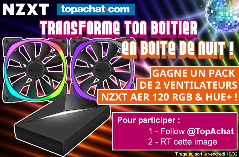 TopAchat's tweet image. 🎁 Concours 

Ton PC veut briller de mille feux ! OK
Gagne ce pack de 2 ventilo @NZXT RGB &amp;amp; l'excellent HUE+

Follow @TopAchat + RT ce tweet