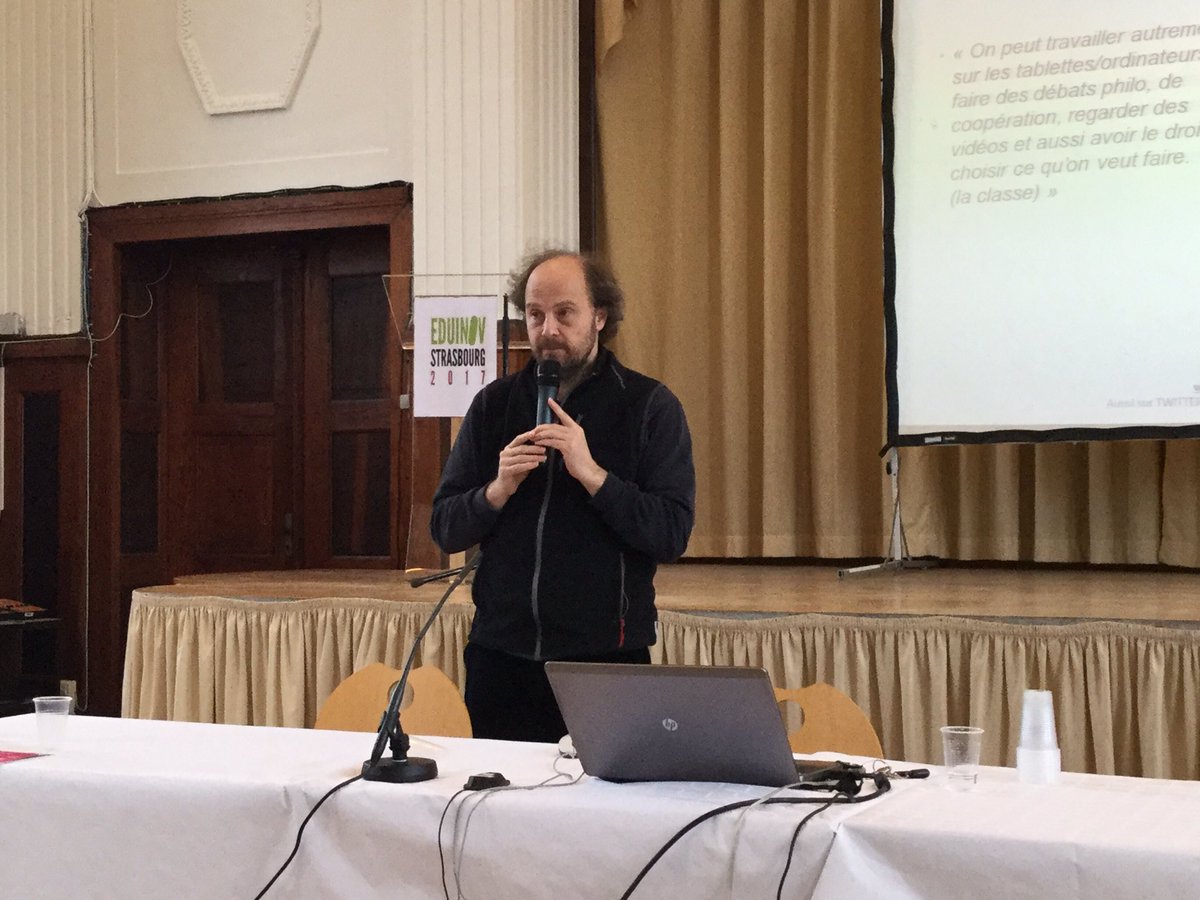 Plus la technologie avance, plus il faut se questionner sur la place de l'humain. <a href="/FrancoisTaddei/">François Taddei</a> lors de la journée #eduinov <a href="/acstrasbourg/">Académie Strasbourg</a>