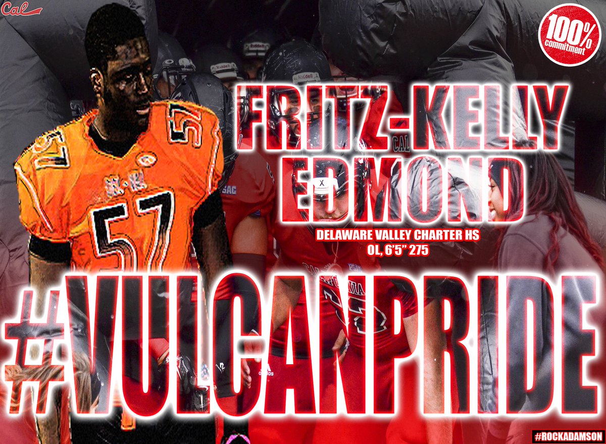 From Philly to the Valley! Excited to add OL Fritz-Kelly Edmond (Delaware Valley Charter, 6'5" 275) to the family! #VulcanPride #NSD17 ⚫️🔴