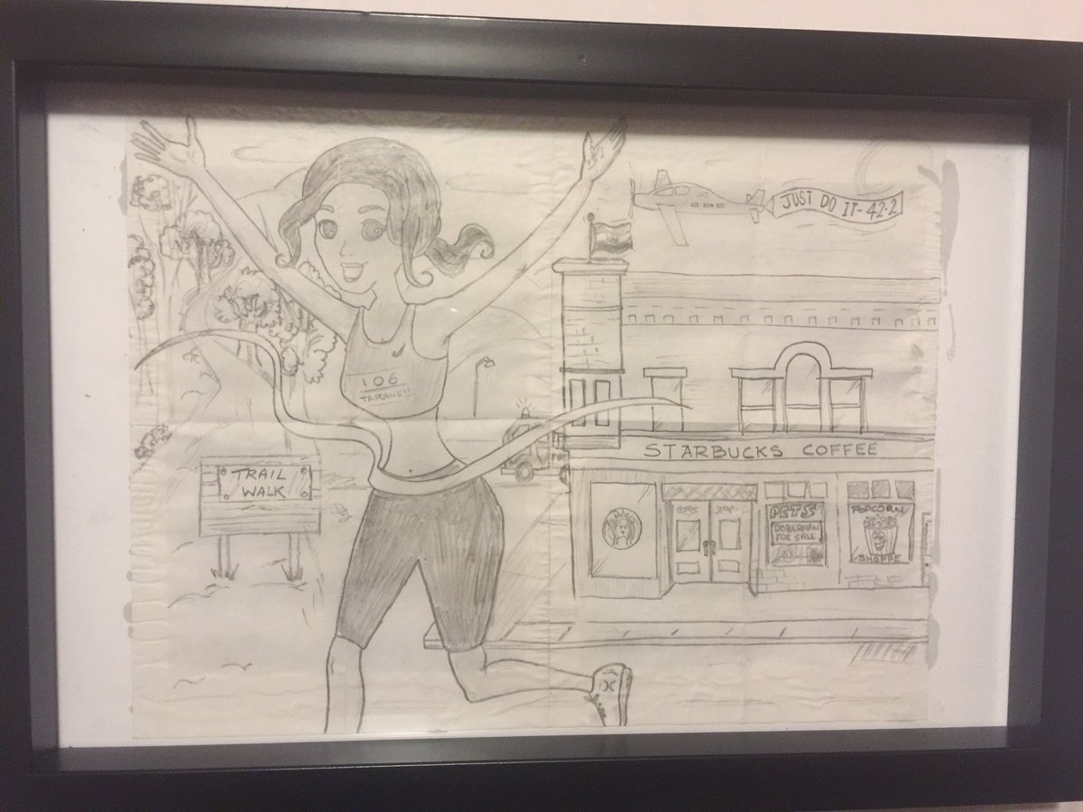 TC26er's tweet photo. My friend drew this for me and I absolutely love it. This is gonna be my motivation to run my very first marathon. #RunningMakesMeHappy🏃🏻‍♀️ https://t.co/5ZwLQeOoWz