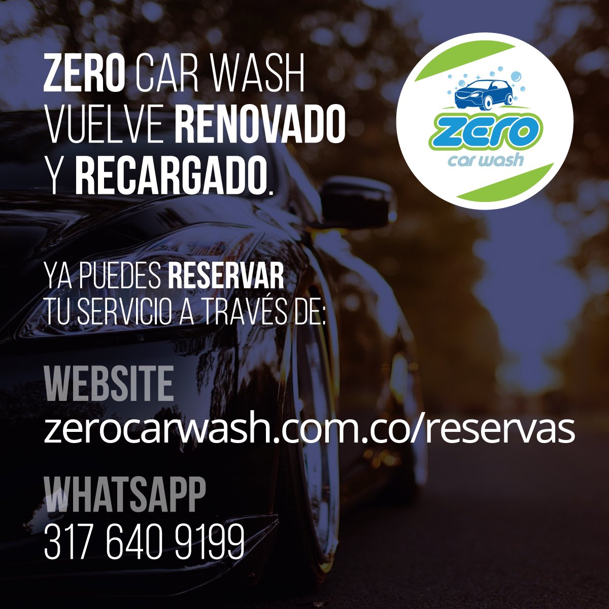 zerocarwash's tweet photo. Se acabó la espera ¡Estamos de regreso! #zeroagua #zerodesplazamiento https://t.co/pQX4vA6YyL