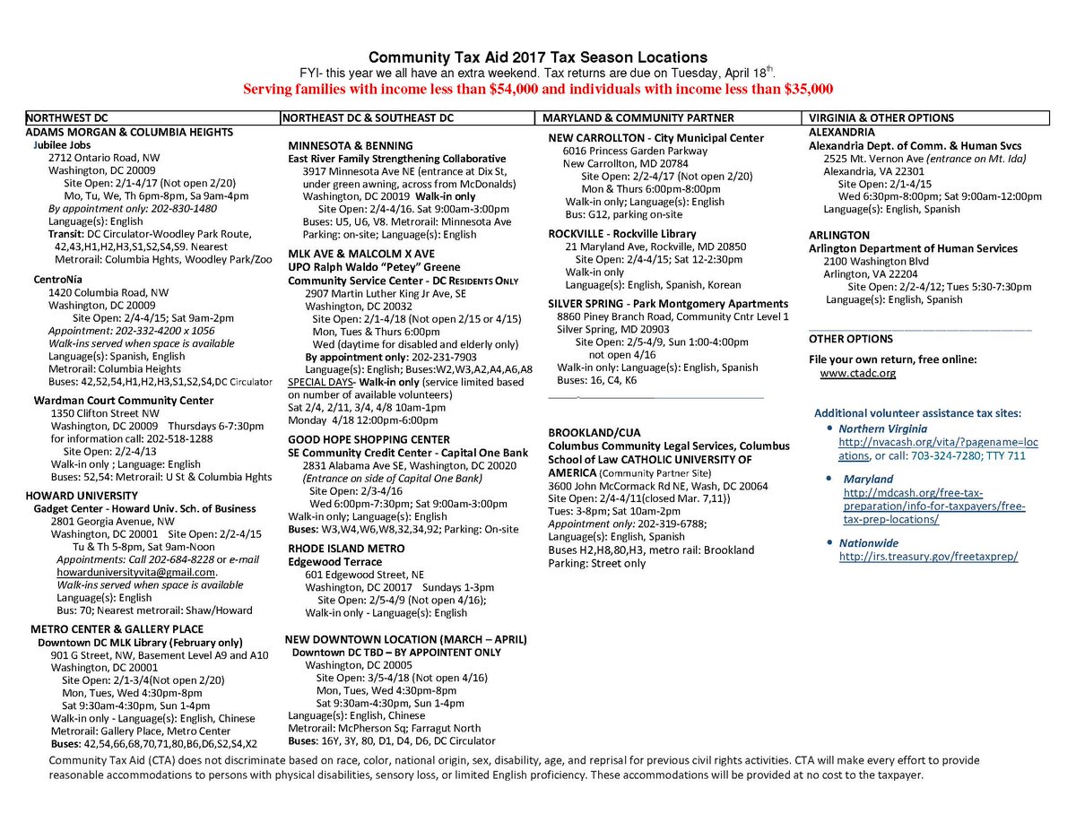 Want to get your taxes done for free?  Contact <a href="/ERFSC/">ERFSC</a> if you live in Ward 7, DC and check flier for other locations