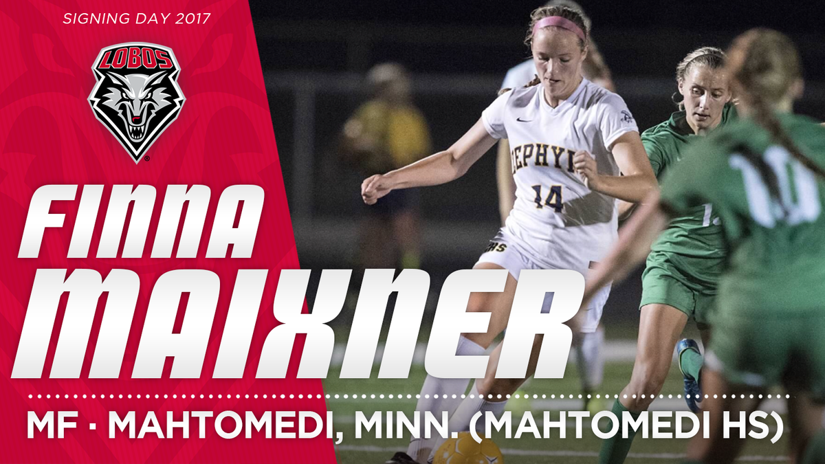 UNMLoboWSoccer's tweet photo. We are excited to announce the signing of Finna Maixner today - welcome to the Lobo Family! #GoLobos https://t.co/6WuNySubBl