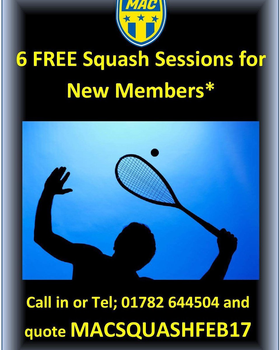 MACStoke's tweet image. Looking to get #healthier &amp;amp; have #fun? Get down to the MAC &amp;amp; play #squash @MichelinCSR @StaffsChambers @SOTCityOfSport