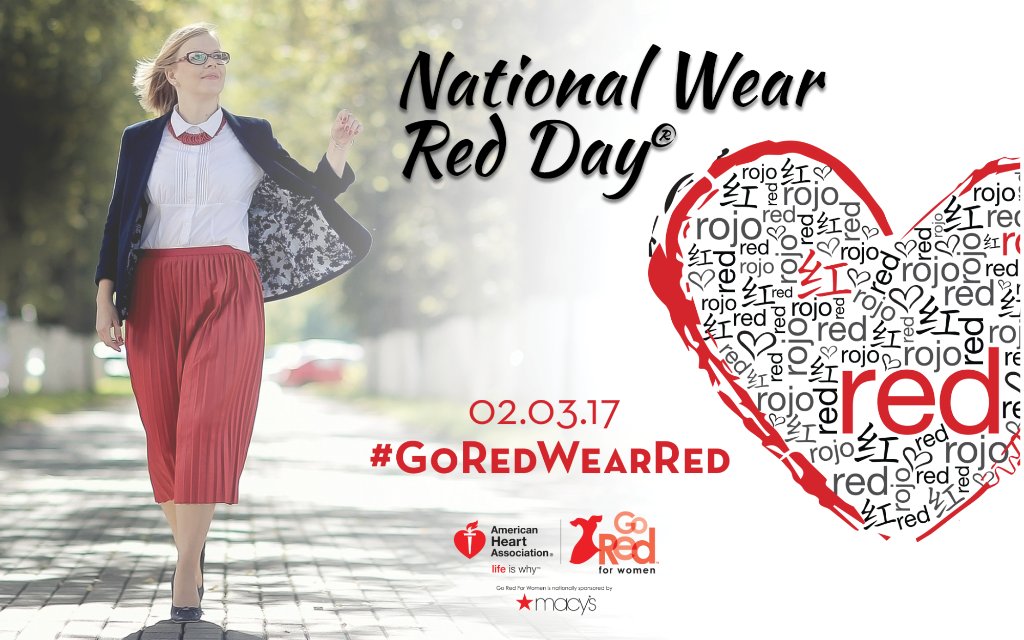 American_Heart's tweet photo. Ladies in red: We can improve the health of all women. Share your pics using #GoRedWearRed on Feb. 3rd to participate! RT to spread the word https://t.co/oOrglVF25L