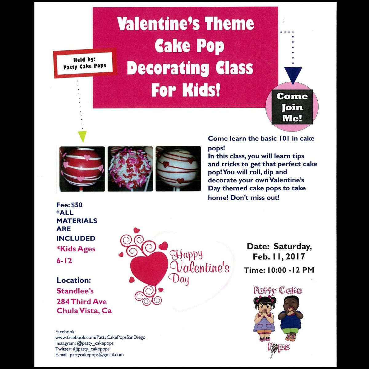 patty_cakepops's tweet photo. Come and learn the basics of Cake Pops! #sdchefsdecuisine #sandiego #kidsclasses #cakepops #cakepopclass #sd #standlees #chulavista https://t.co/1d50XcCrv2