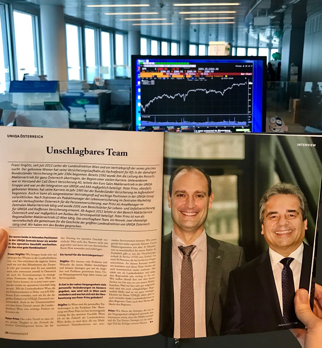 uniqagroup's tweet photo. Cover Story des aktuellen #risControl: Franz Stiglitz, LD Wien & Peter Prinz, Regionalleiter Maklervertrieb-ein unschlagbares #UNIQA Team https://t.co/BPIVvuoyXf
