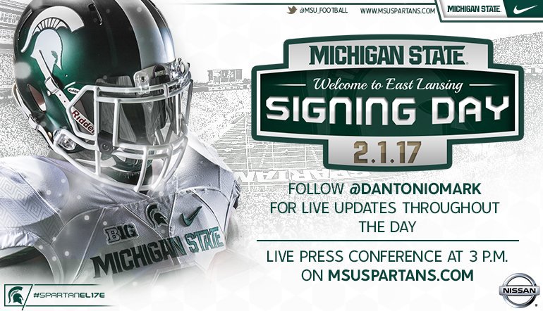 Signing day is here! Follow the #SpartanEL17E all day with live updates from <a href="/DantonioMark/">Mark Dantonio</a>.