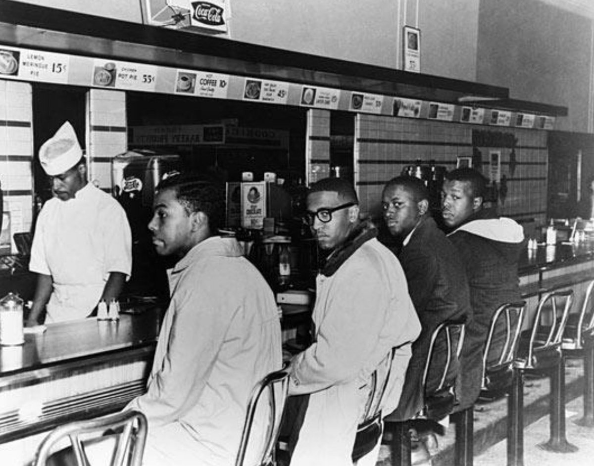 GeorgiaDawgs26's tweet photo. OTD: 4 students from NC A&amp;T College started Sit-in movement in #Greensboro. By Feb. 10 it spread to 15 southern cities. #BlackHistoryMonth https://t.co/dneXNmxKih