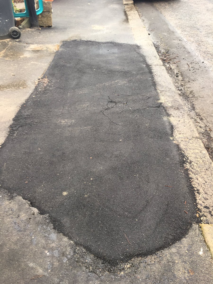 BexWillettPRO's tweet photo. Another great job @SheffCouncil 1 lumpy tarmac outside our house and pls use our skip to dump the old stuff, that's what it's there for! 😤 https://t.co/brbklc2yC3